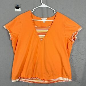 CJ Banks Womens Pullover Orange Sleeveless Top Blouse Plus Size 1X
